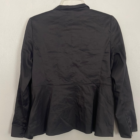 Eileen Fisher women black zip up Ramie Blazer with peplum - Picture 9 of 11